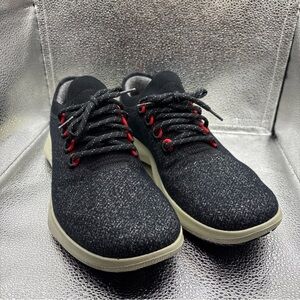 allbirds Men’s Black Knit Sneakers with Red Eyelets